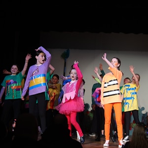 Students on stage performing in Finding Nemo